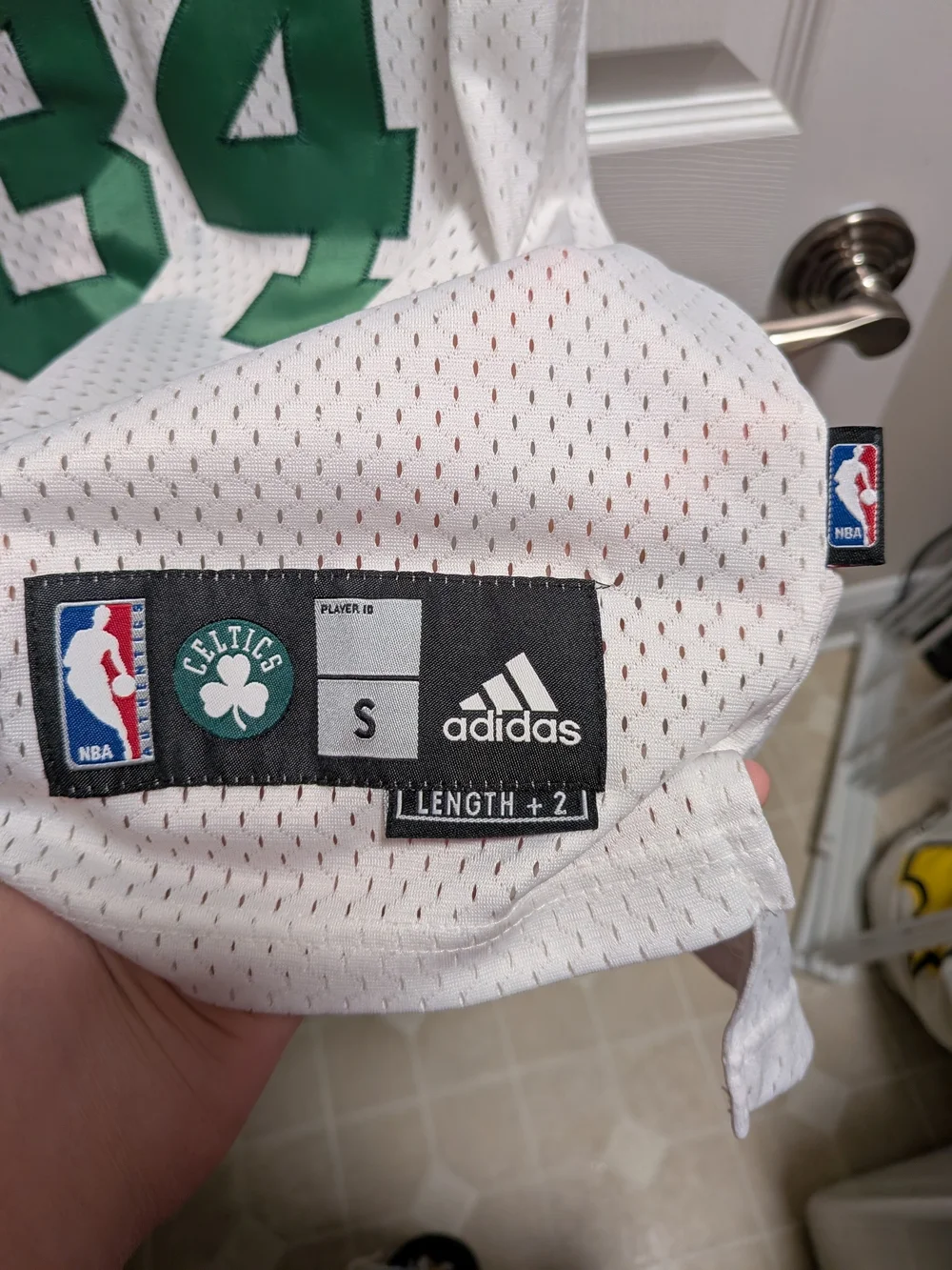 adidas White and Green Celtics Basketball Jersey #34 Paul Pierce